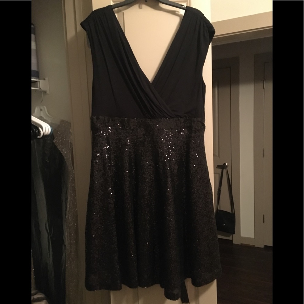Black Aline dress. Deep v neckline